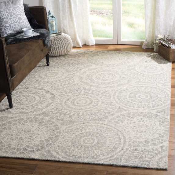 SAFAVIEH Abstract Tobon Geometric Circles Area Rug, Ivory/Gray, 9' x 12'