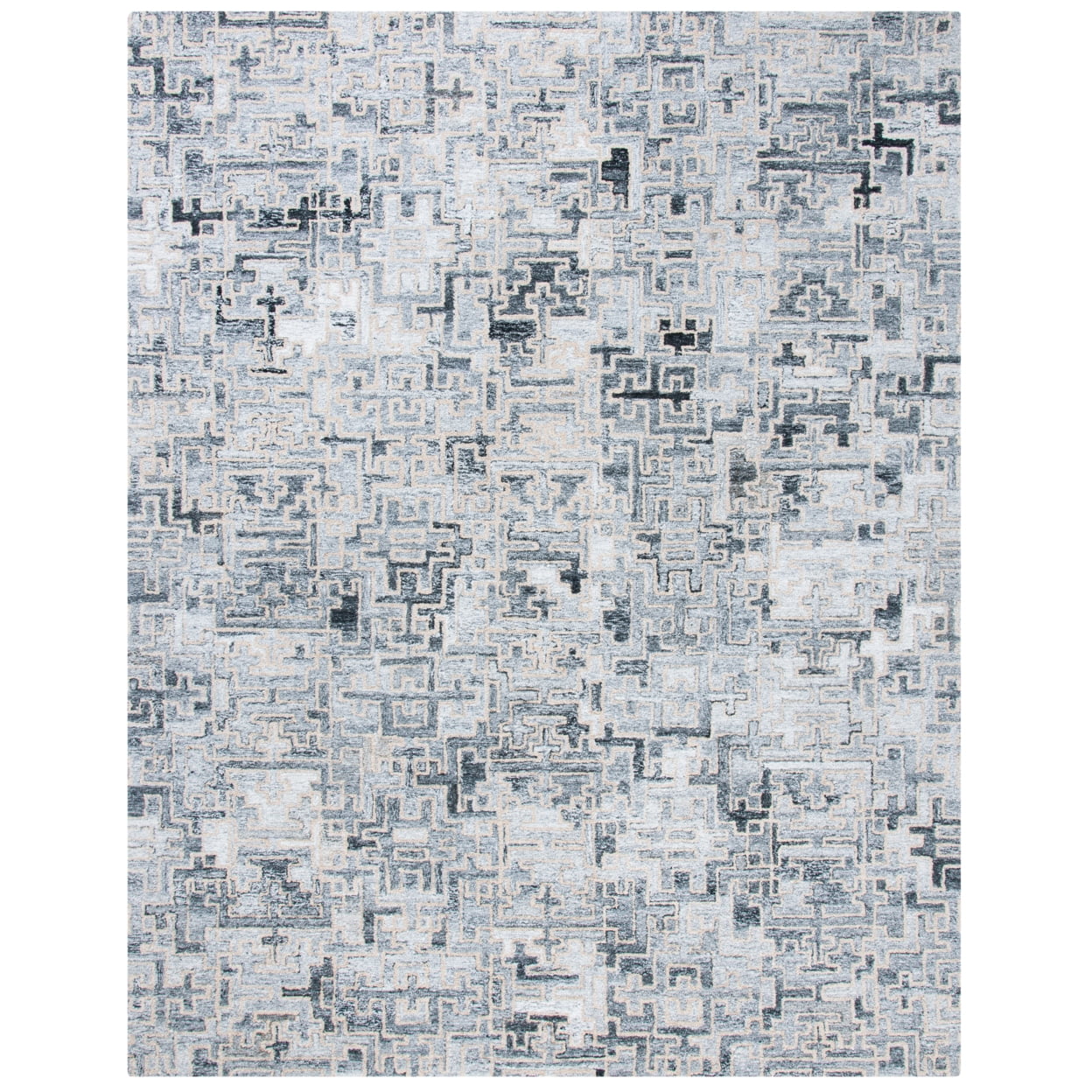 Ivory Abstract Tufted Wool Blend 4' x 6' Area Rug