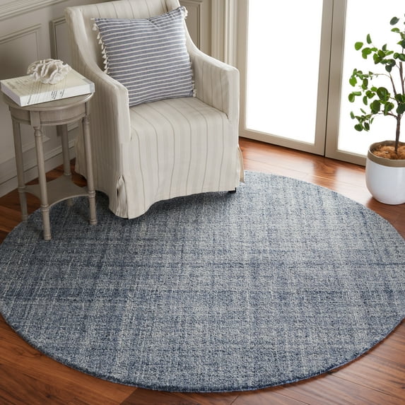 SAFAVIEH Abstract Yorick Striped Polyester Area Rug, Ivory/Navy, 6' x 6' Round