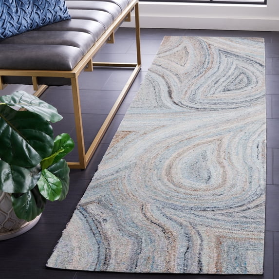 SAFAVIEH Abstract Hypatia Swirls Runner Rug, Beige/Blue, 2'3" x 8'