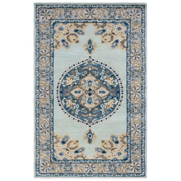 SAFAVIEH Antiquity Marjory Oriental Wool Area Rug, Turquoise/Silver, 4' x 6'
