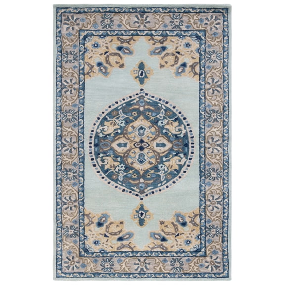 SAFAVIEH Antiquity Marjory Oriental Wool Area Rug, Turquoise/Silver, 6' x 9'