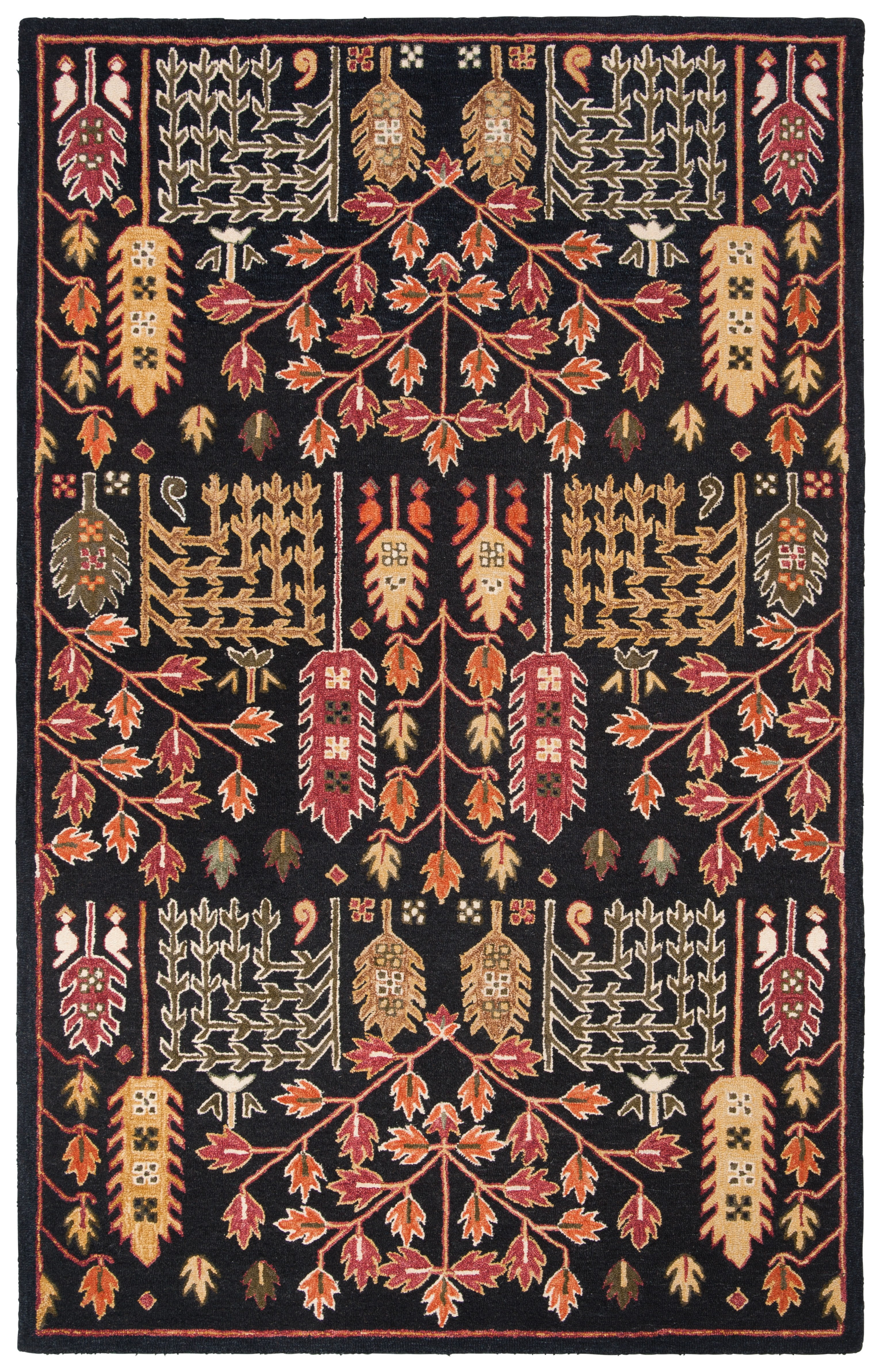 SAFAVIEH Aspen Wilhelmina Floral Wool Area Rug, Black/Red, 6' x 9'
