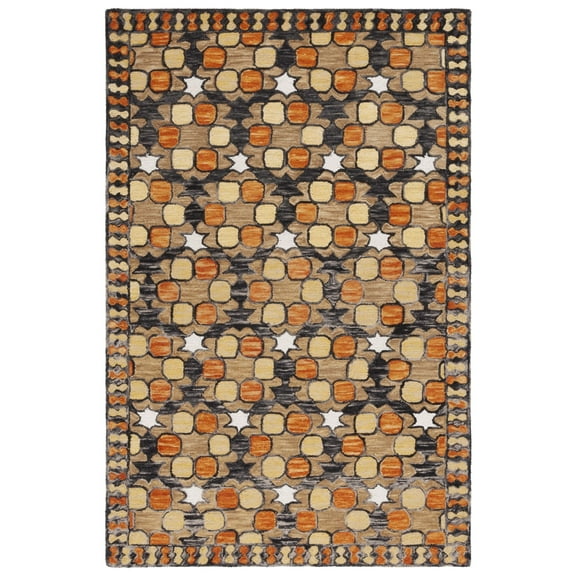 SAFAVIEH Aspen Vincent Geometric Area Rug, Light Yellow/Orange, 5' x 5' Round