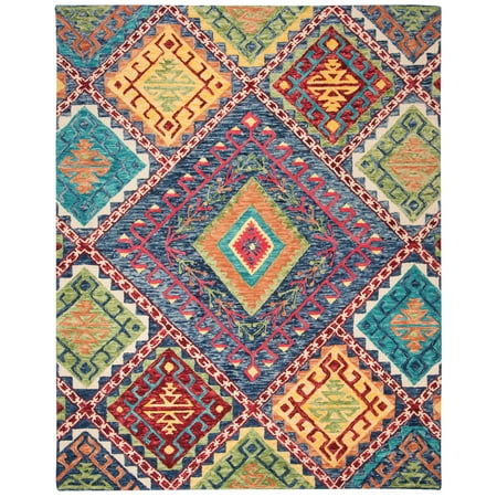 Safavieh Handmade Aspen Kira Boho Tribal Wool Rug 9' x 12' 9' x 12' Indoor,Handmade Living Room,Bedroom,Dining Room Rectangle
