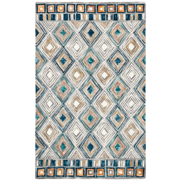 SAFAVIEH Aspen Stars Geometric Wool Area Rug, Green/Gold, 3' x 5'