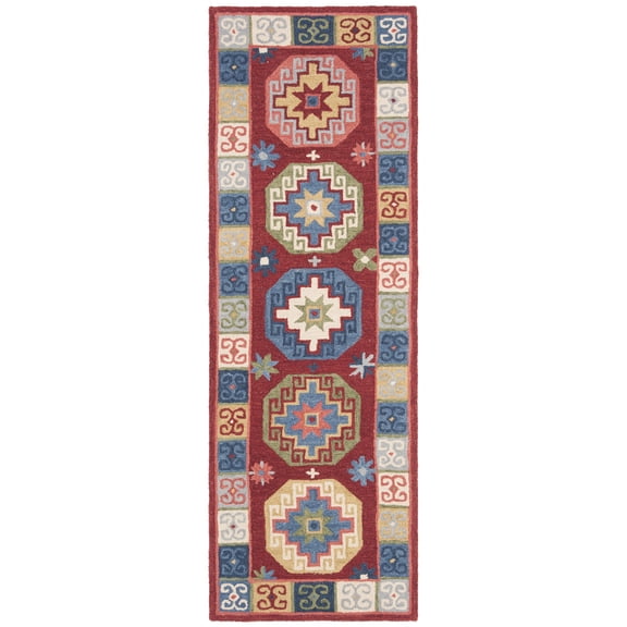 SAFAVIEH Aspen Amala Geometric Runner Rug, Red/Blue, 2'3" x 5'