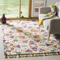 Safavieh  Handmade Aspen Lutie Boho Tribal Wool Rug Ivory/Purple 5'  x  8' 5' x 8' Indoor,Handmade Rectangle