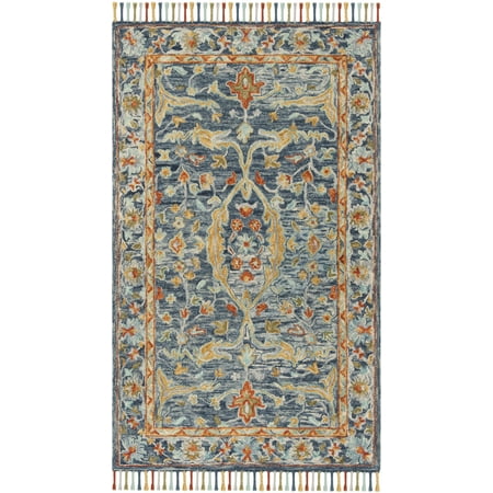 Safavieh  Handmade Aspen Magdalena Boho Tribal Wool Rug Blue/Rust 3' x 5' Handmade 3' x 5' Indoor, Handmade Rectangle