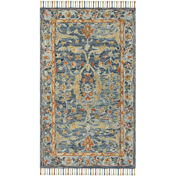 Safavieh Handmade Aspen Magdalena Boho Tribal Wool Rug Blue/Rust 3' x 5' Handmade 3' x 5' Indoor, Handmade Rectangle