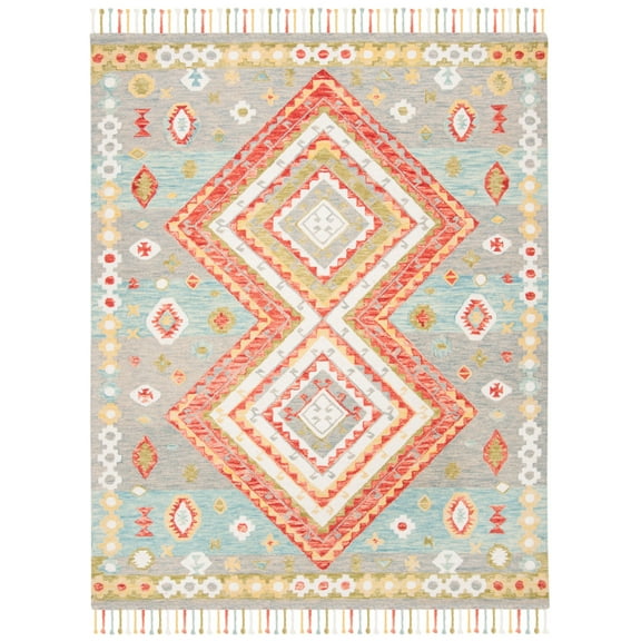 Safavieh Handmade Aspen Rita Boho Tribal Wool Rug Grey/Red 2' x 3' 2' x 3' Indoor,Accent,Handmade Rectangle