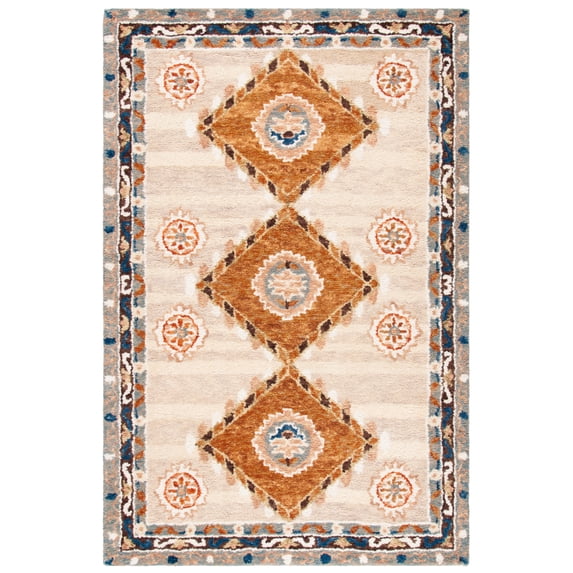 Safavieh Handmade Aspen Zoea Moroccan Boho Wool Rug 4' x 6' 4' x 6' Indoor,Handmade Living Room,Patio,Bedroom Rectangle