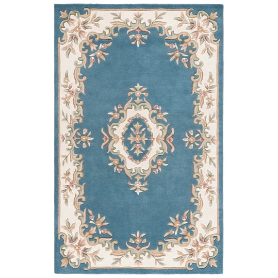 SAFAVIEH Aubusson Albus Medallion Area Rug, Blue/Ivory, 5' x 8'