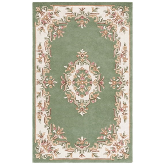 SAFAVIEH Aubusson Albus Medallion Area Rug, Green/Ivory, 6' x 9'
