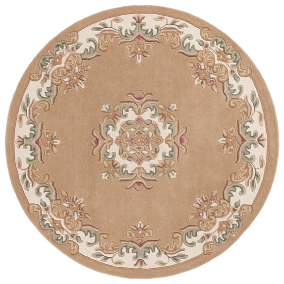 SAFAVIEH Aubusson Albus Medallion Area Rug, Beige/Ivory, 6' x 6' Round