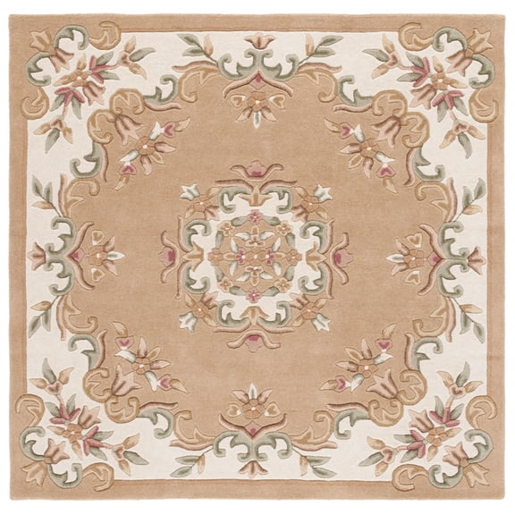 SAFAVIEH Aubusson Albus Medallion Area Rug, Beige/Ivory, 6' x 6' Square