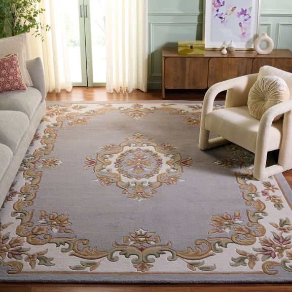 Safavieh Aubusson Albus Medallion Area Rug, Gray/Ivory, 4' x 6'