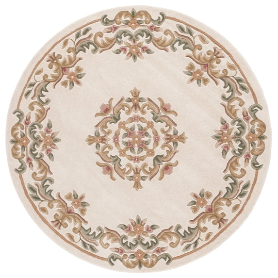 SAFAVIEH Aubusson Albus Medallion Area Rug, Ivory/Green, 6' x 6' Round