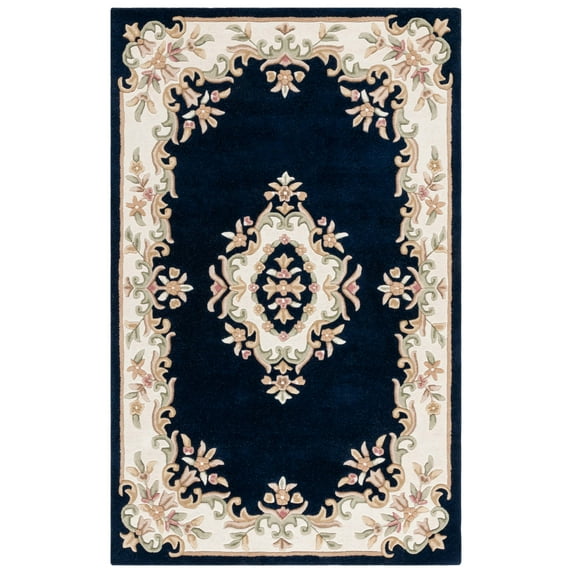 SAFAVIEH Aubusson Albus Medallion Area Rug, Navy/Ivory, 6' x 9'