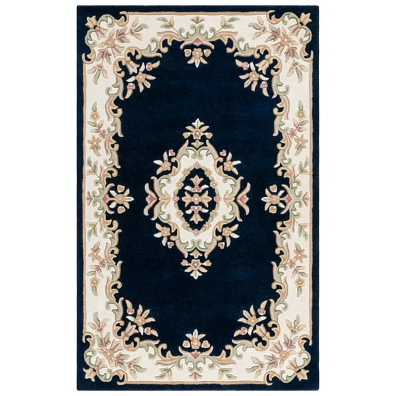 SAFAVIEH Aubusson Albus Medallion Area Rug, Navy/Ivory, 6' x 9'