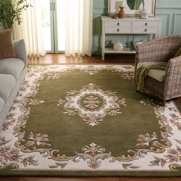 Safavieh Aubusson Albus Medallion Area Rug, Olive/Ivory, 6' x 6' Square