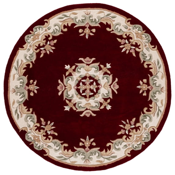 SAFAVIEH Aubusson Albus Medallion Area Rug, Red/Ivory, 6' x 6' Round