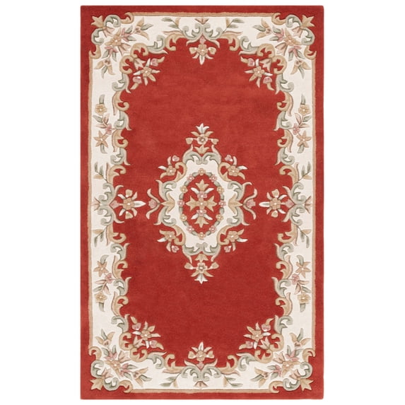 SAFAVIEH Aubusson Albus Medallion Area Rug, Rust/Ivory, 3' x 5'