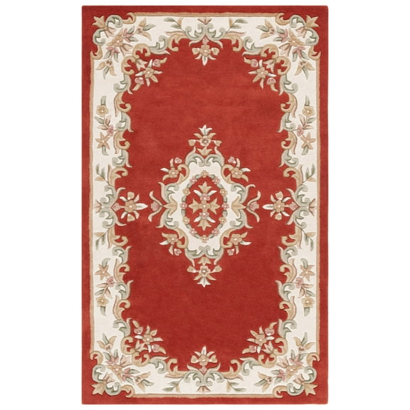 SAFAVIEH Aubusson Albus Medallion Area Rug, Rust/Ivory, 4' x 6'