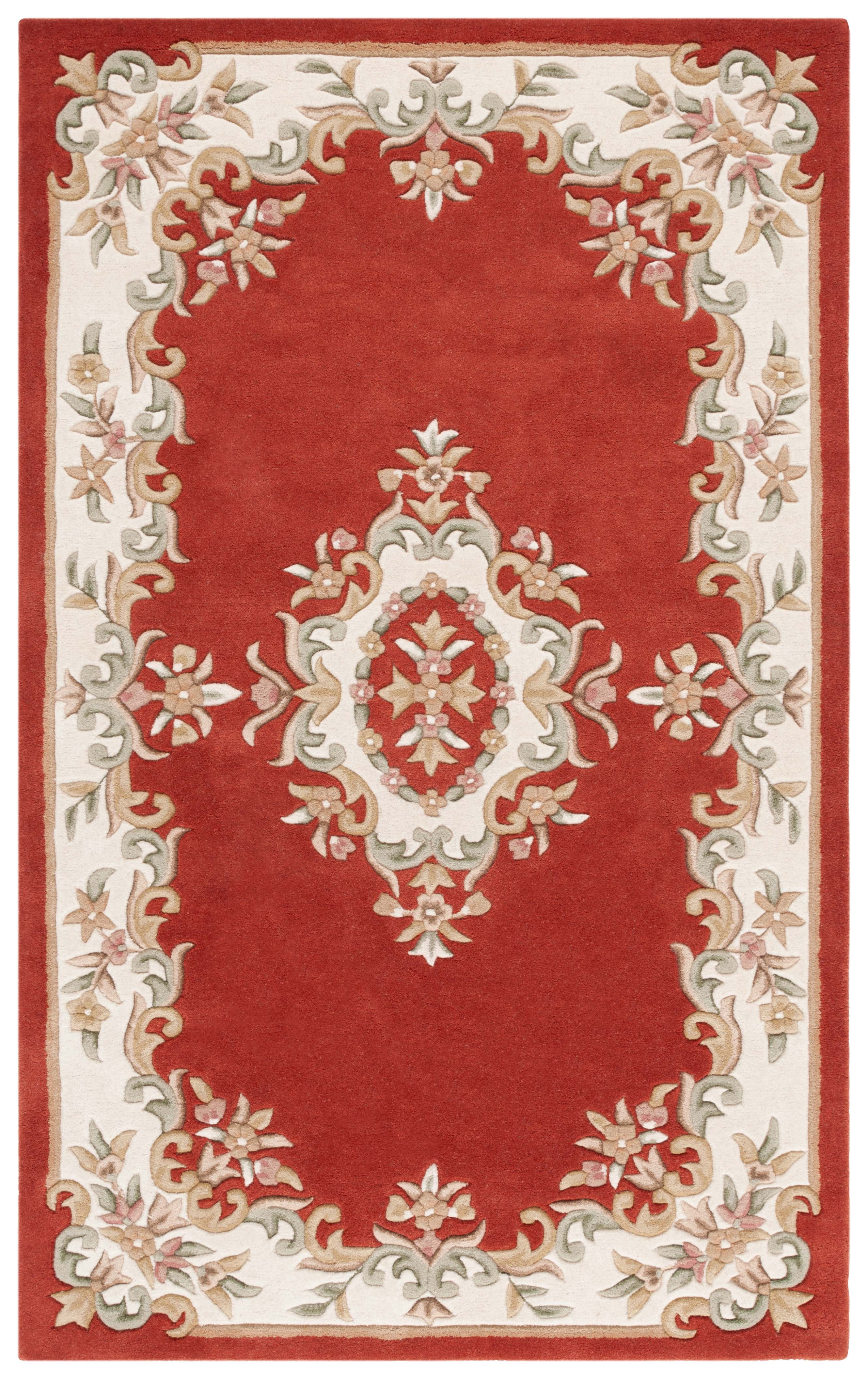 SAFAVIEH Aubusson Albus Medallion Area Rug, Rust/Ivory, 5' x 8