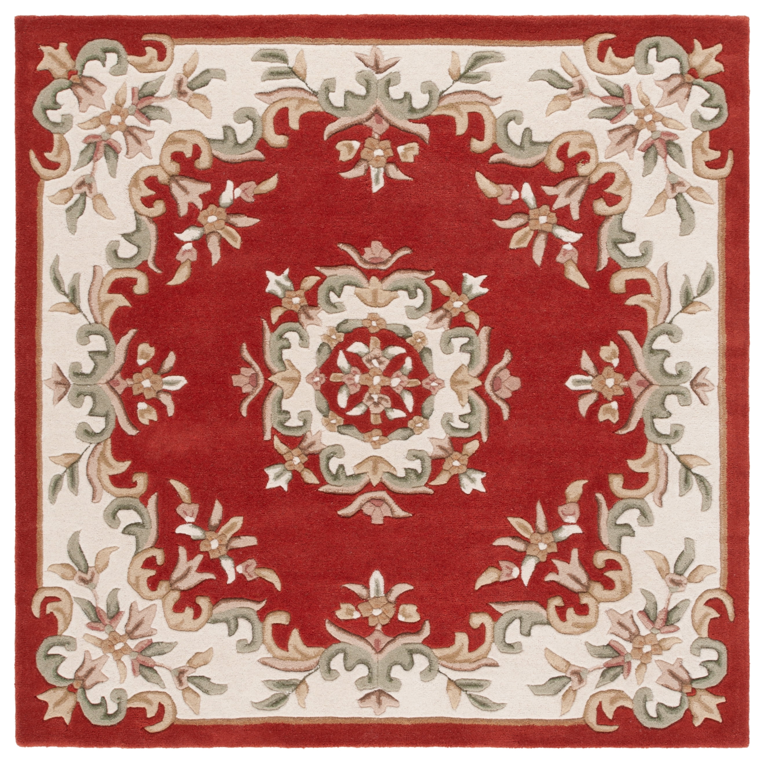 SAFAVIEH Aubusson Albus Medallion Area Rug, Rust/Ivory, 6' x 6