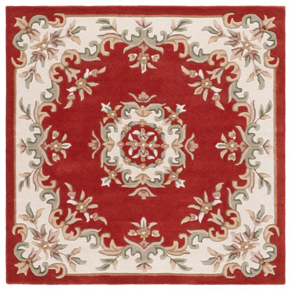 SAFAVIEH Aubusson Albus Medallion Area Rug, Rust/Ivory, 6' x 6' Square
