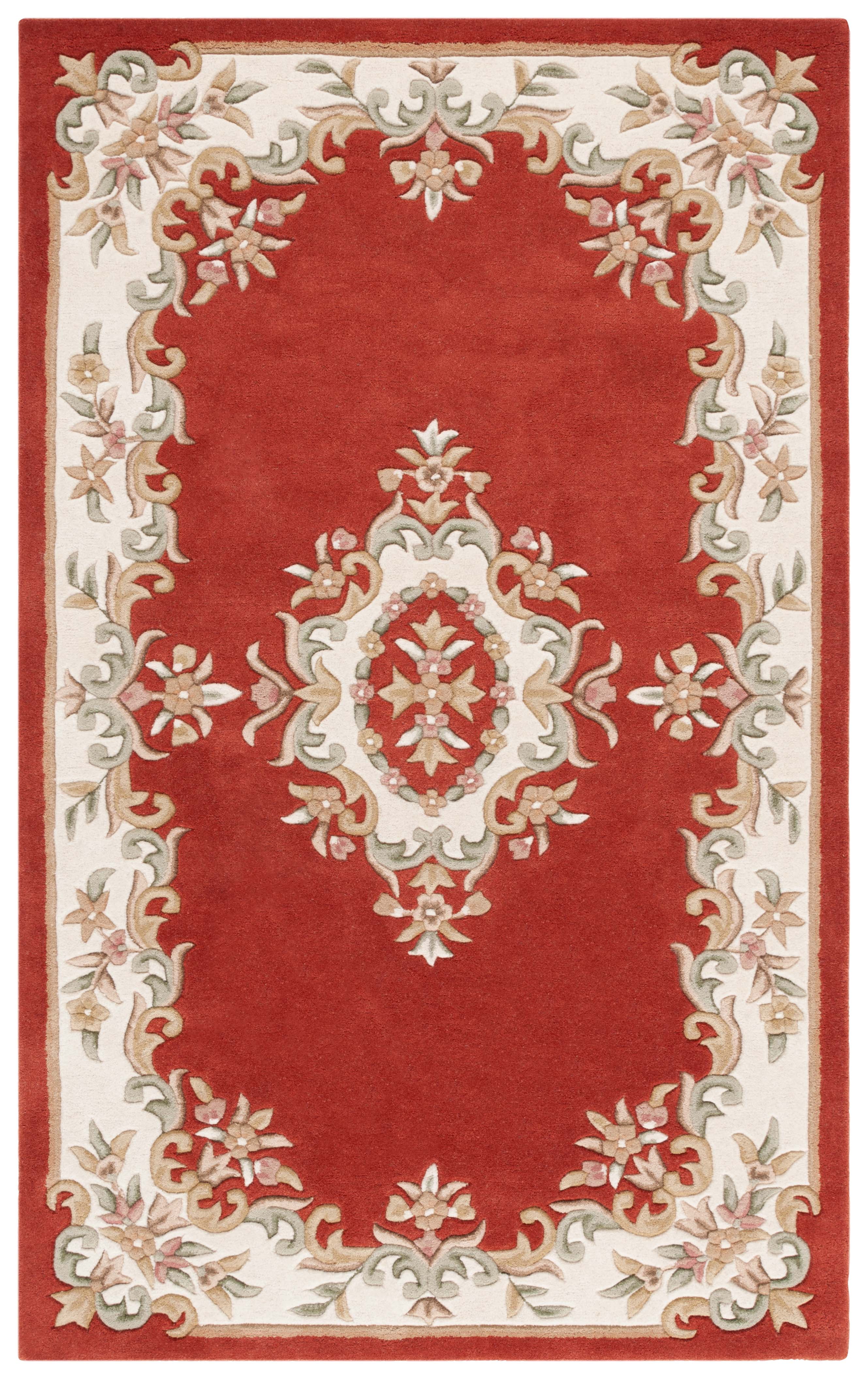SAFAVIEH Aubusson Albus Medallion Area Rug, Rust/Ivory, 6' x 9