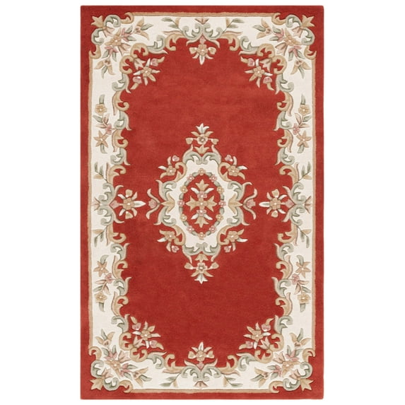 SAFAVIEH Aubusson Albus Medallion Area Rug, Rust/Ivory, 6' x 9'