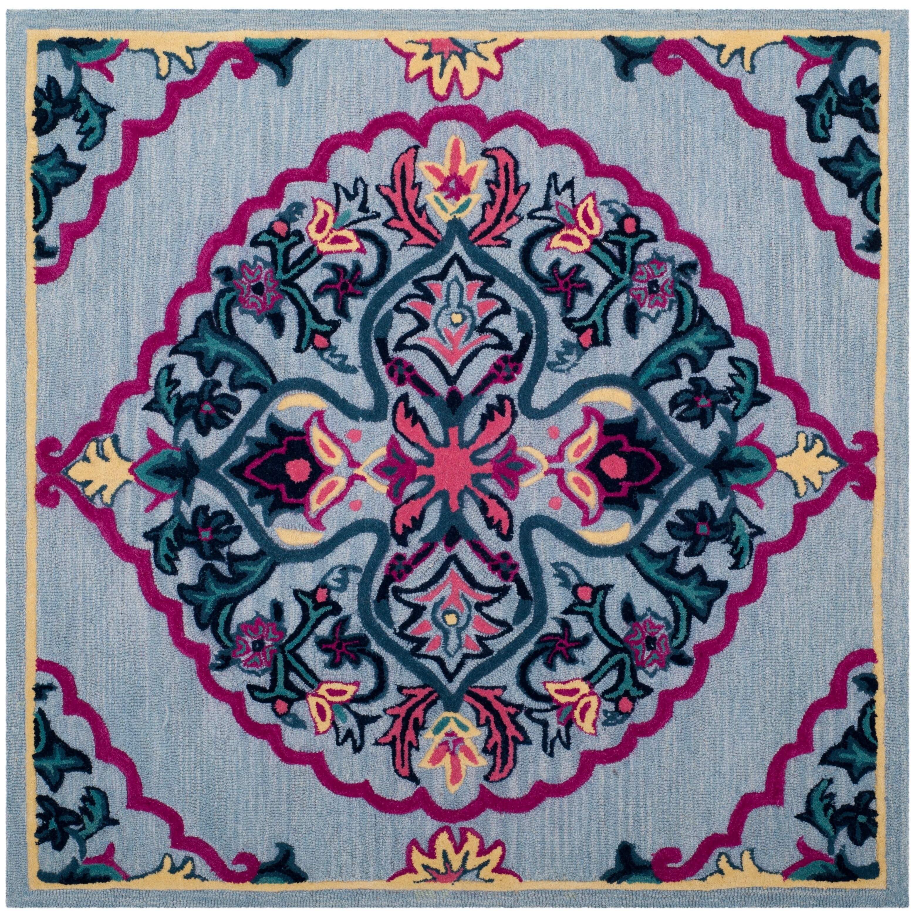 Safavieh Bellagio Nijar 8 x 10 Wool Light Blue Indoor Floral/Botanical  Global Area Rug in the Rugs department at