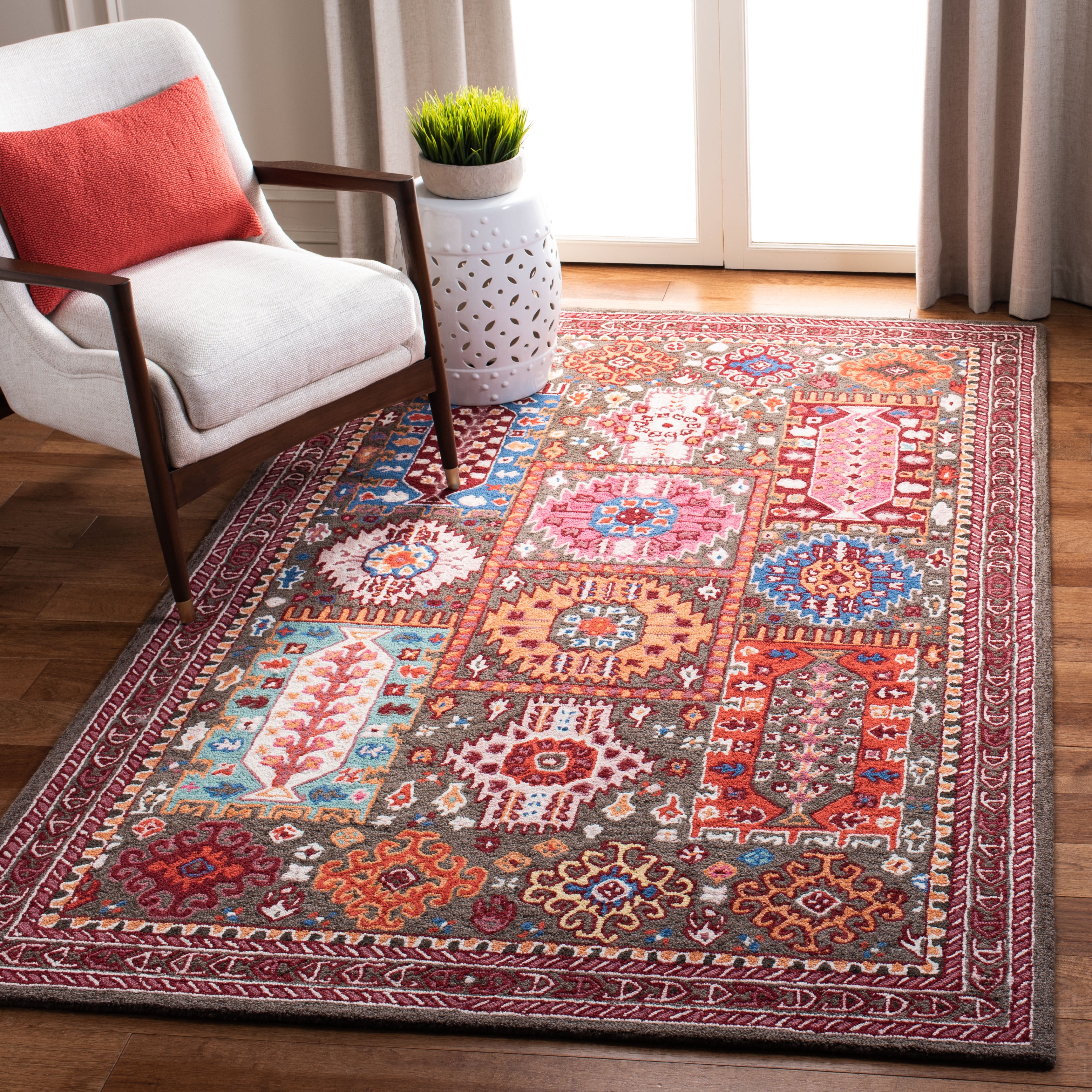 SAFAVIEH Bellagio Lydia Southwestern Wool Area Rug, Brown/Rust, 5' x 8'