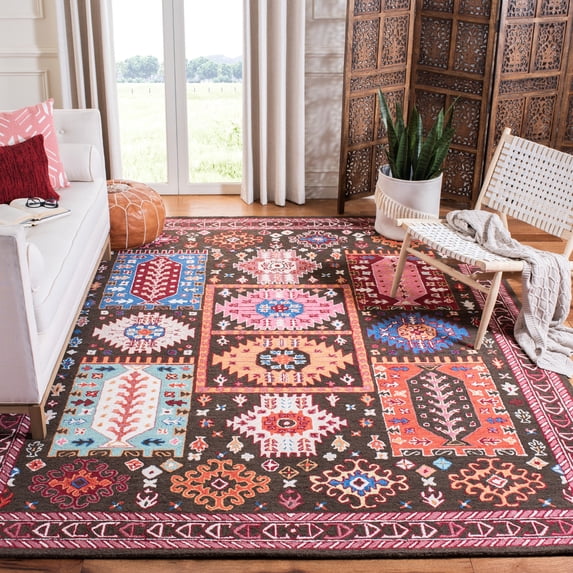 SAFAVIEH Bellagio Lydia Southwestern Wool Area Rug, Brown/Rust, 8' x 10'