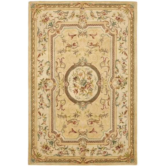 SAFAVIEH Bergama London Oriental Wool Area Rug, Light Gold/Beige, 6' x 9'