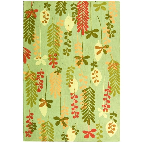 Safavieh Handmade Berkeley Elaine Botanical Wool Rug Light Blue/Green 5'3" x 8'3" 5' x 8' Indoor Living Room, Bedroom, Dining Room Rectangle
