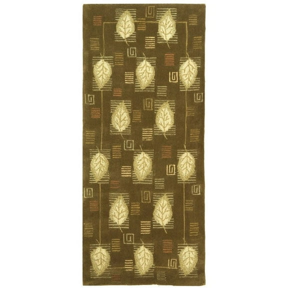 Safavieh  Handmade Berkeley Elisa Botanical Wool Rug Sage 2'6" x 8' Runner 8' Runner Runner, Indoor Entryway, Living Room, Bedroom Rectangle
