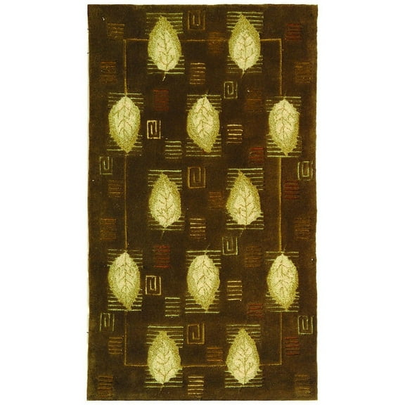 Safavieh  Handmade Berkeley Elisa Botanical Wool Rug Sage 3'9" x 5'9" 4' x 6' Indoor Living Room, Bedroom, Dining Room Rectangle