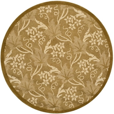 Safavieh  Handmade Berkeley Elmire Botanical Wool Rug Beige 5' x 5' Round Geometric 5' Round Accent, Indoor Living Room, Bedroom, Dining Room Round