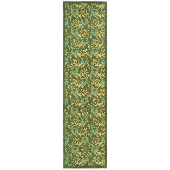 Safavieh  Handmade Berkeley Elmire Botanical Wool Rug Blue 2'6" x 8' Runner Floral & Botanical, Border 8' Runner Runner, Indoor Entryway, Living Room,