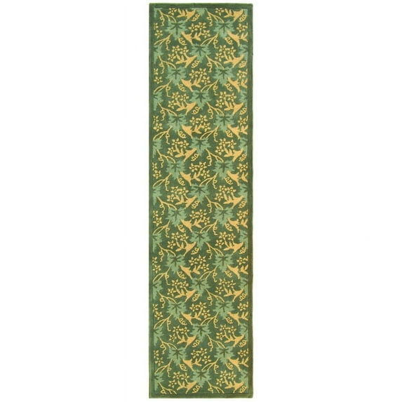 Safavieh Handmade Berkeley Elmire Botanical Wool Rug Blue 2'6" x 8' Runner Floral & Botanical, Border 8' Runner Runner, Indoor Entryway, Living Room,