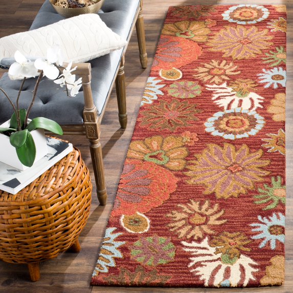 Safavieh Handmade Blossom Anastacia Modern Floral Wool Rug Red/Multi 2'3" x 8' Runner 8' Runner Runner, Indoor Entryway, Living Room, Bedroom