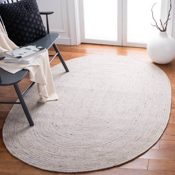 SAFAVIEH Braided Ronan Solid Reversible Area Rug, Beige, 4' x 6' Oval