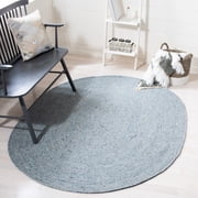 SAFAVIEH Braided Ronan Solid Reversible Area Rug, Turquoise, 8' x 10' Oval