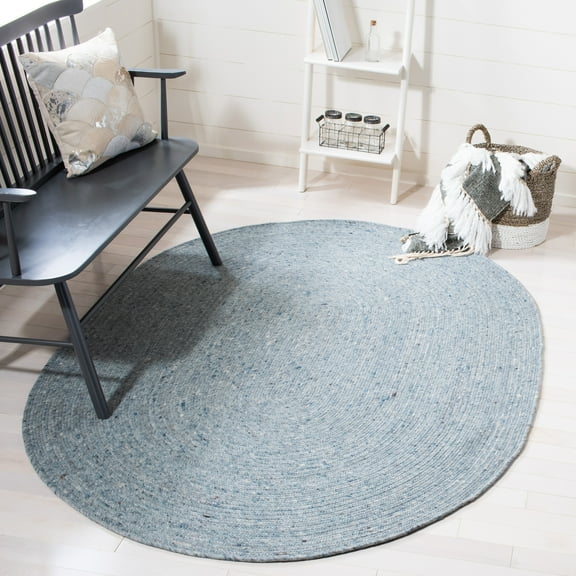 SAFAVIEH Braided Ronan Solid Reversible Area Rug, Turquoise, 8' x 10' Oval