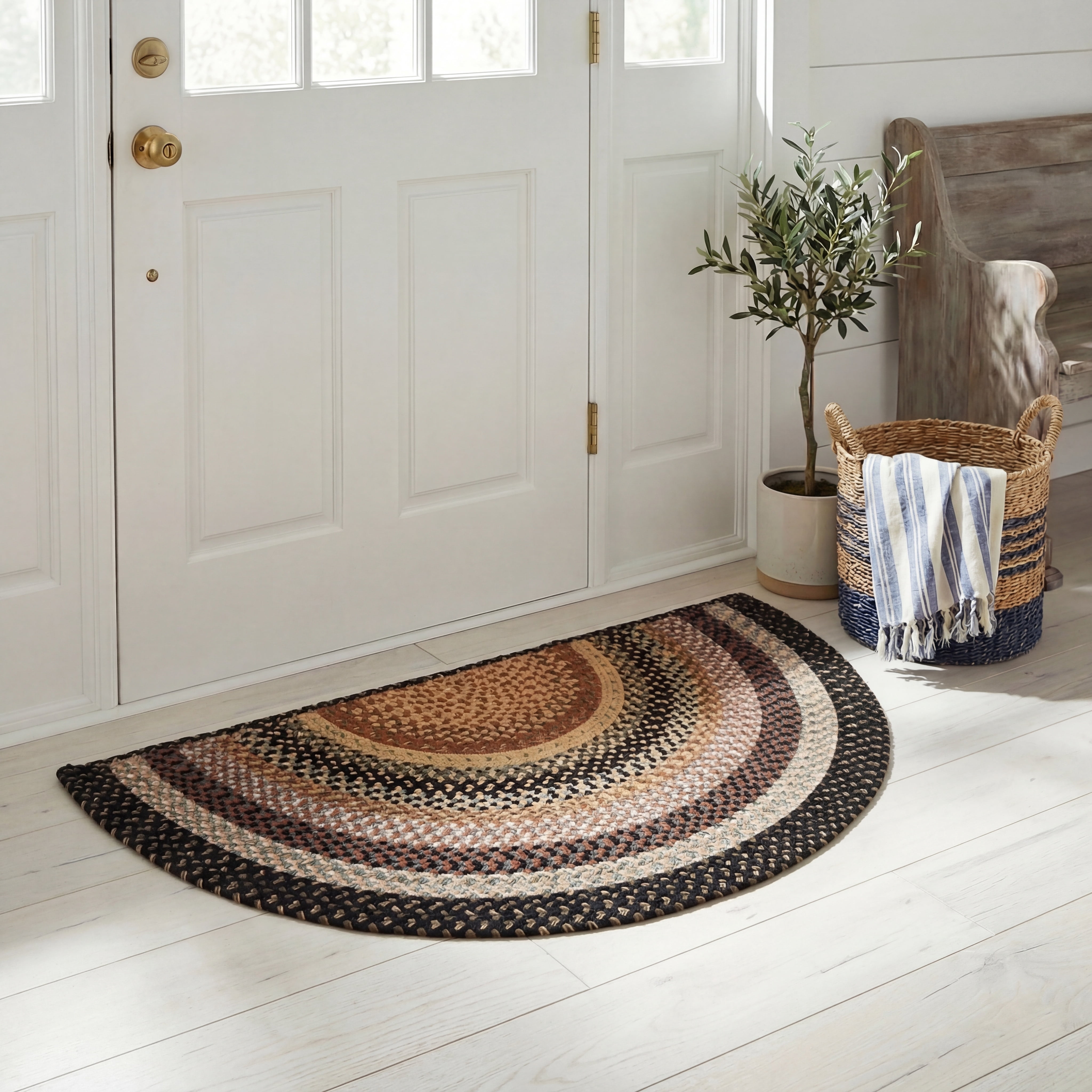 Safavieh Braided Ellen Bordered Machine Washable Reversible Area Rug, Multi, 2'6" x 4' Half Moon