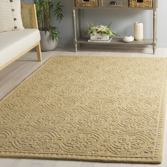 SAFAVIEH Cambridge Avalon Geometric Wool Area Rug, Light Gold/Dark Gold, 4' x 4' Square