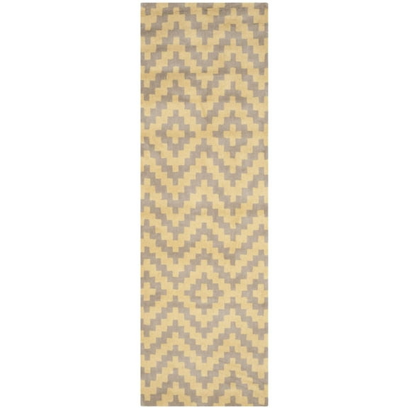 Safavieh  Handmade Cambridge Lorraine Modern Wool Rug Taupe/Gold 2'6" x 8' Runner 8' Runner Runner, Indoor Living Room, Bedroom Rectangle